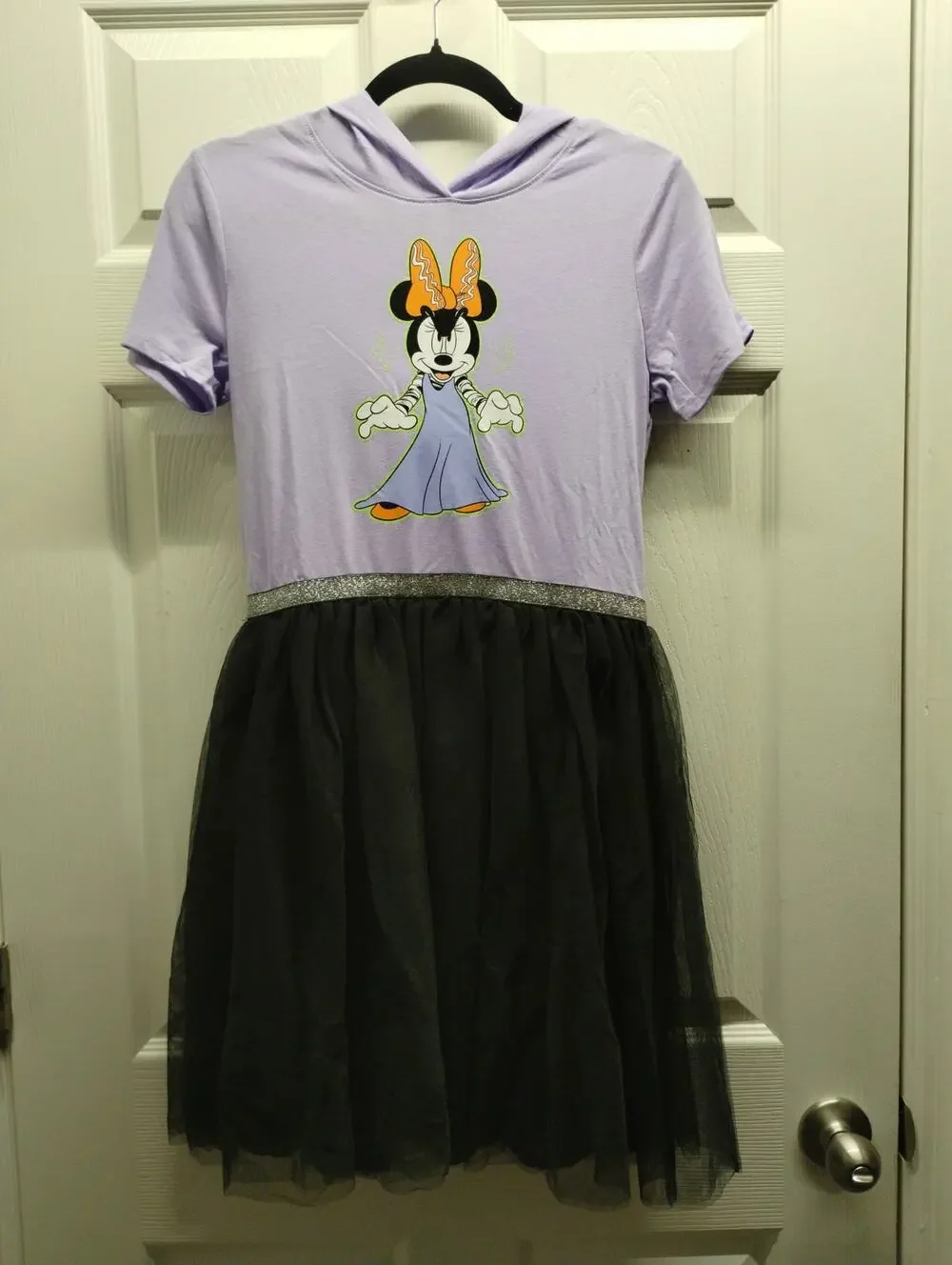 Disney NWT Girls XXL Minnie Mouse Halloween Hooded Tulle Purple & Black Dress